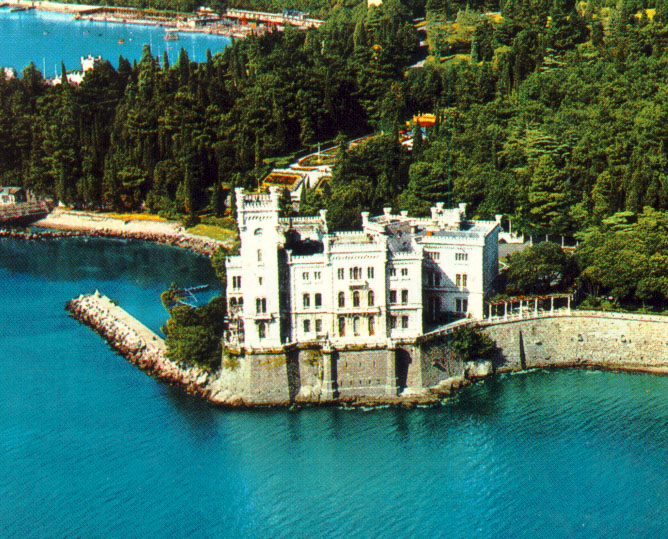 Miramare Castle in Trieste, Italy - Aerial view