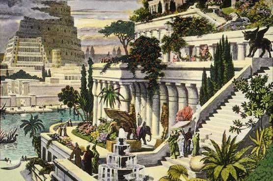 Hanging Gardens of Babylon - Engraving presenting the Hanging Gardens of Babylon 