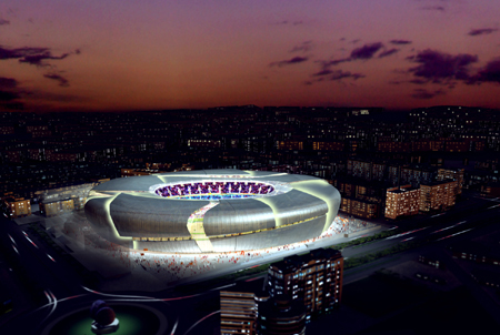 Nou Mestalla in Valencia, Spain - Night view