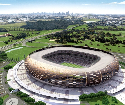 Soccer City Stadium in Johannesburg, South Africa - Aerial view