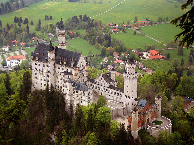 Neuschwanstein Castle, Germany - Aerial view of the castle