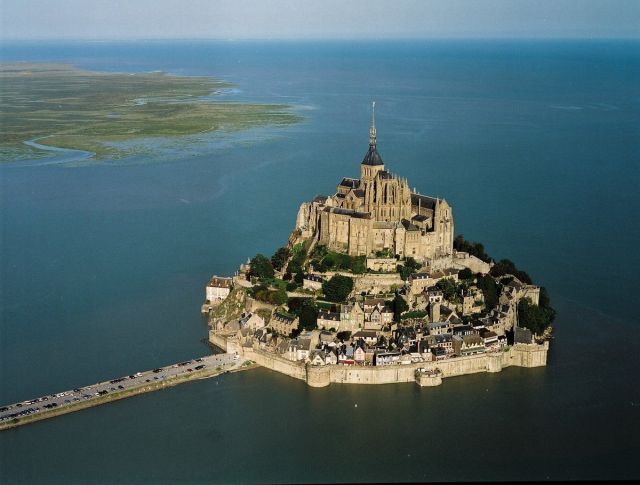 Mount Saint Michel, France - Aerial view of the castle