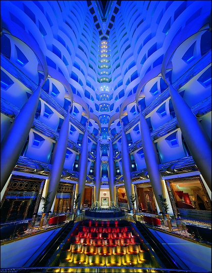 Burj Al Arab in Dubai, the United Arab Emirates - Lobby of the hotel
