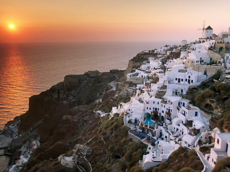 Greece - Sunset over San Torini