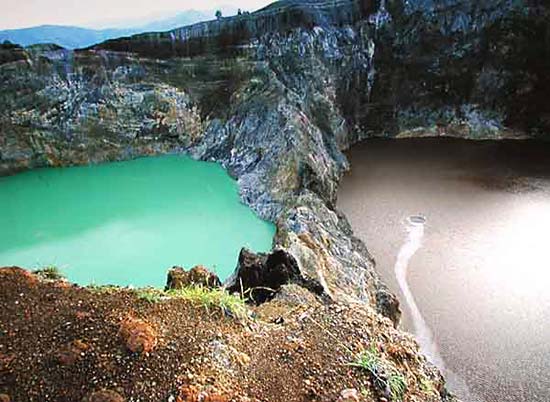 Kelimutu Lakes in Indonesia - Aerial view