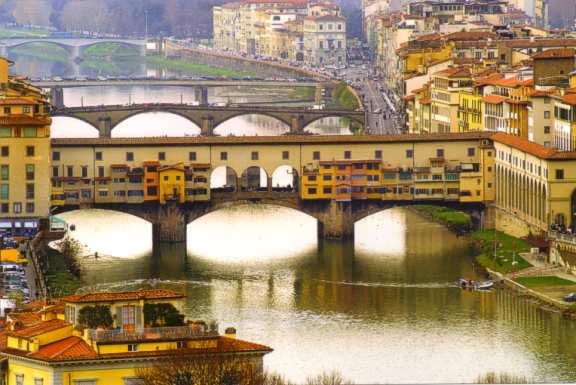 Ponte Vecchio in Florence, Italy - Panoramic setting