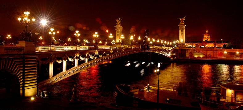 Alexander Bridge in Paris, France - Night view