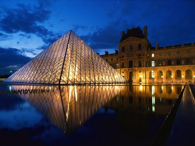 Louvre Museum in Paris, France - Night view