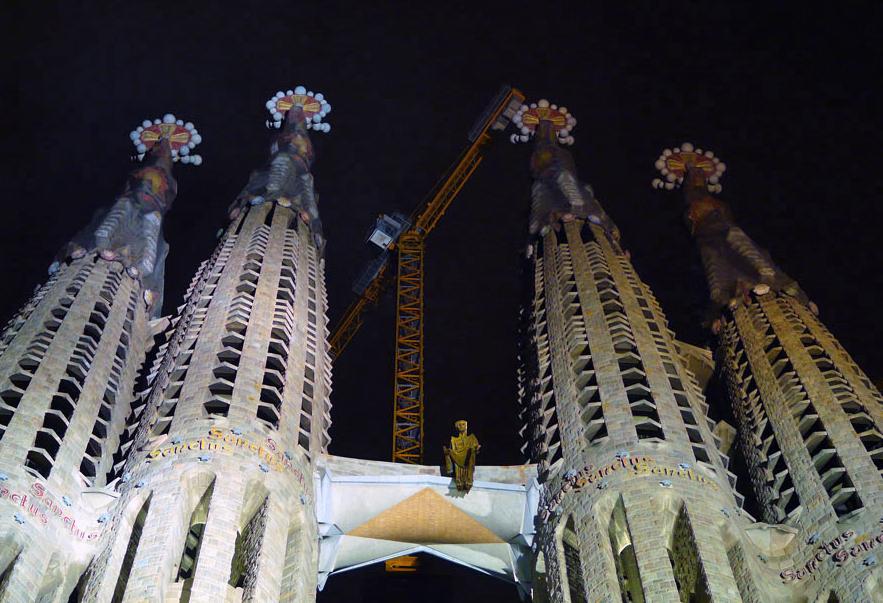 Sagrada Familia in Barcelona, Spain - Sagrada Familia view by night