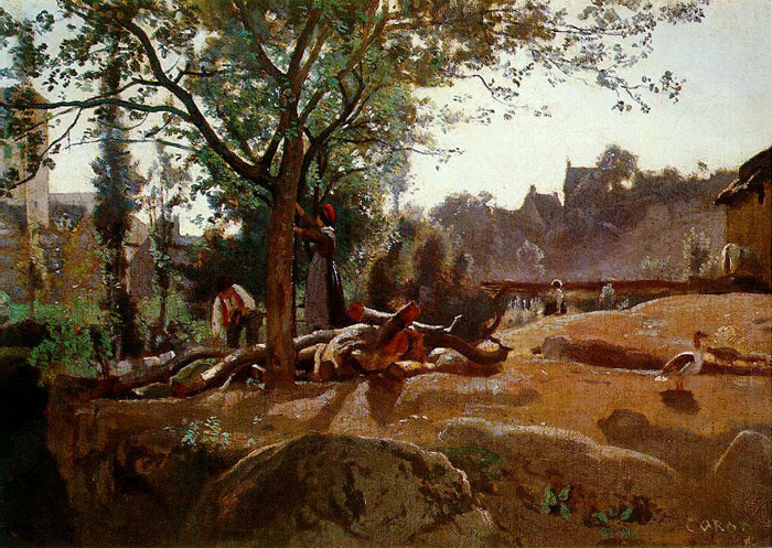 National Gallery of London - Peasants under the Trees at Dawn by Jean-Baptiste Camille Corot