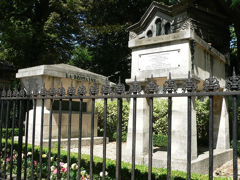 Pere Lachaise Cemetery in Paris, France - La Fontaine and Molière graves