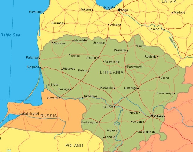 map of lithuania in europe. Lithuania - Map of Lithuania