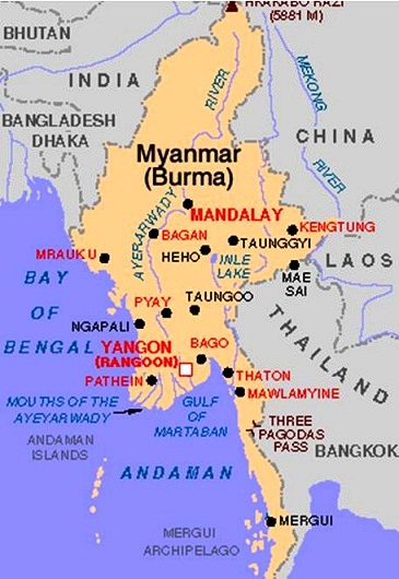 Myanmar - Map of Myanmar
