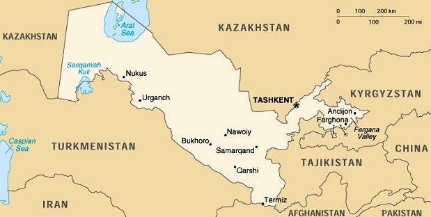 maps of uzbekistan. Uzbekistan