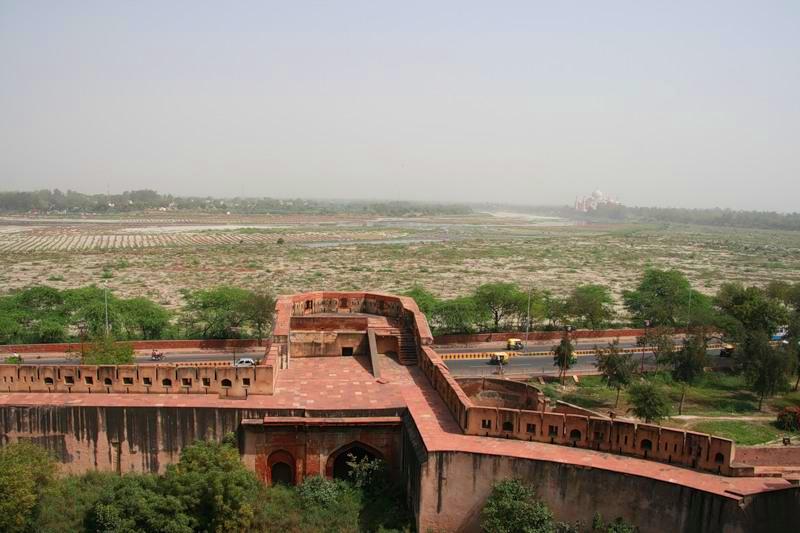 Agra in India - View of Taj Mahal from Agra Red Fort