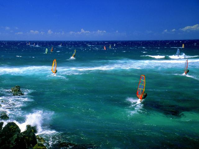 Maui in Hawaii - Windsurfers in Maui