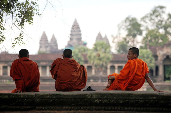 Angkor Wat in Cambodia - Monks at Angkor Wat