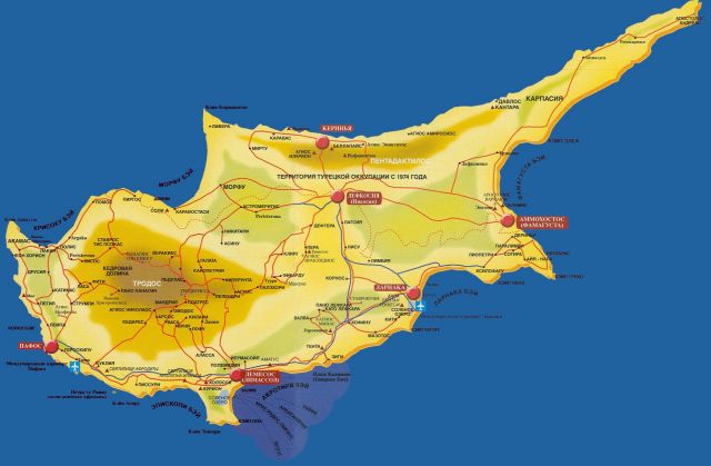 Cyprus –Aphrodite’s land - Map of the country