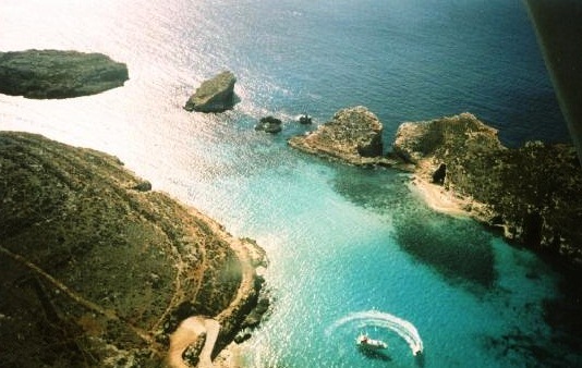 Blue Lagoon of Malta - Aerial view