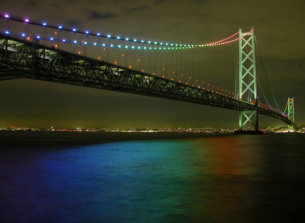 Akashi Kaikyo Bridge - Akashi Bridge at night
