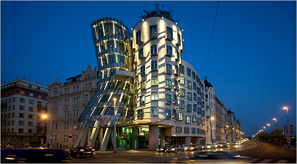 Dancing House - Night view of the Dancing House