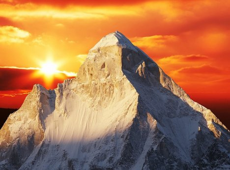 Mount Shivling, Himalaya Mountains in India - Beautiful sunset over Shivling Mountains