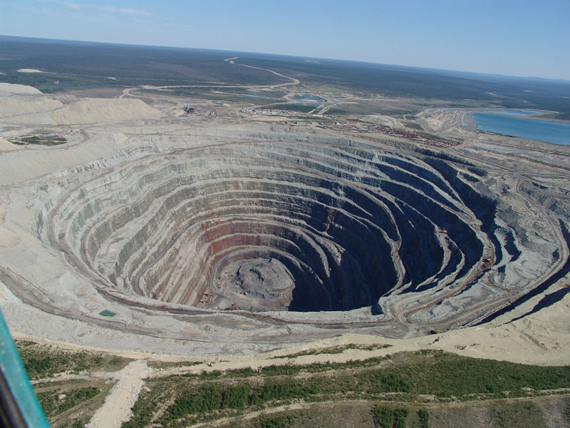 The Udachnaya Pipe Diamond Mine, Russia - The Udachnaya Pipe Diamond Mine aerial view