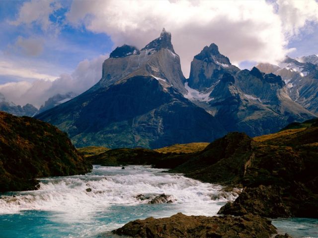 The National Park Torres del Paine, Chile - Serpenting river in the park