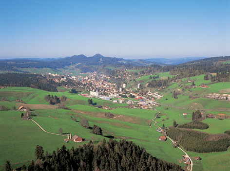 Chaux-de-Fonds and Le Locle City - Le Locle aerial view