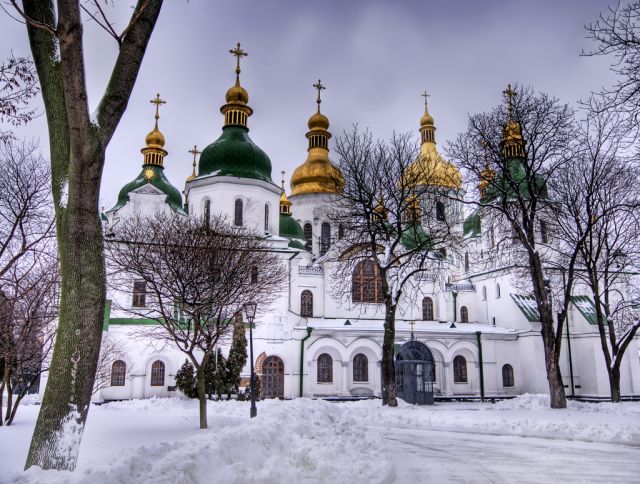 St. Sophia Cathedral in Kiev - Winter view of St. Sophia Cathedral