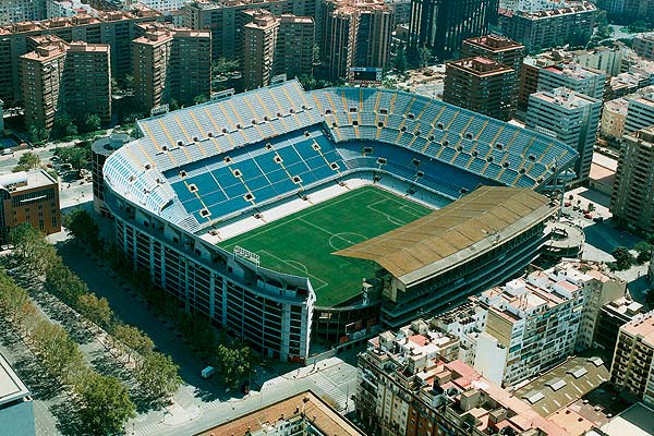 Nou Mestalla in Valencia, Spain - Aerial view of the stadium