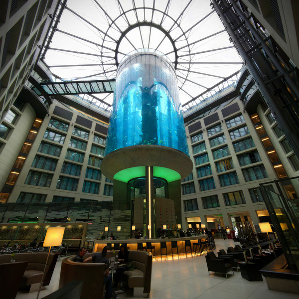 The AquaDom in Berlin, Germany - Fishtank view in Radisson Hotel