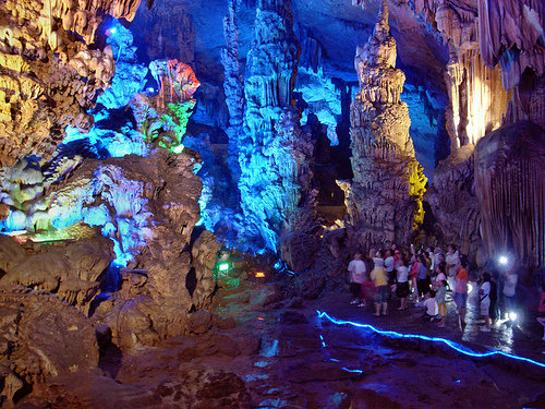 Reed Flute Cave in Guilin, China - The magic of colours