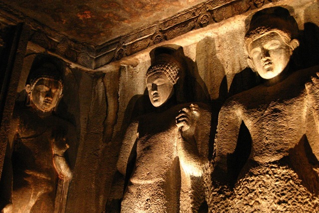 Ajanta Caves in Maharashtra, India  - Interior view