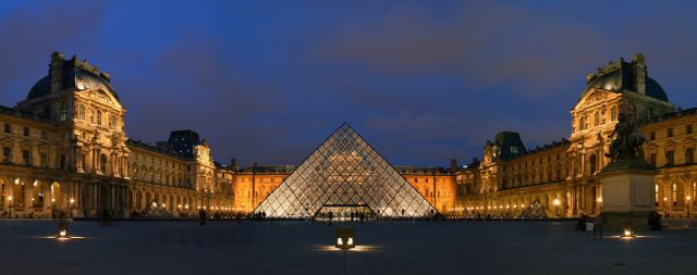 Louvre Museum in Paris, France - Louvre view by night