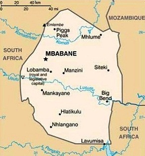 Swaziland - Map of Swaziland