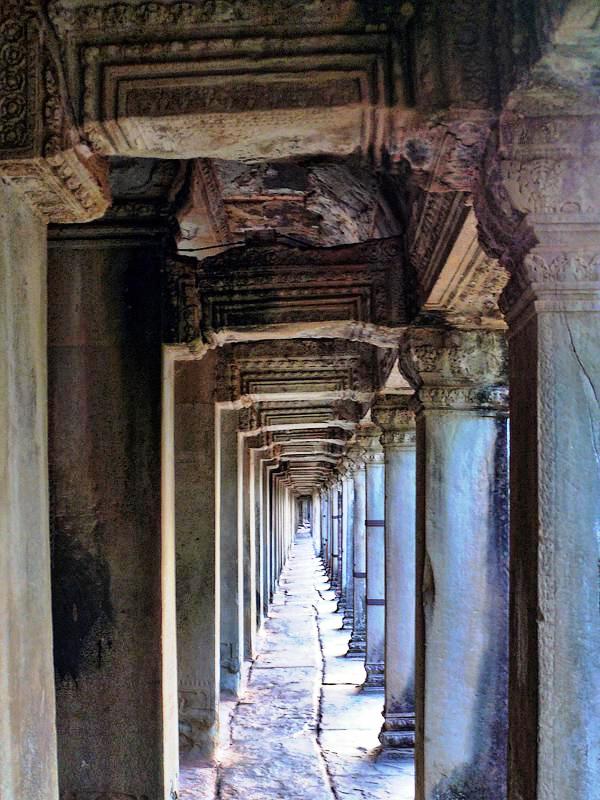 Angkor Wat in Cambodia - Pillars of the corridors in Angkor Wat