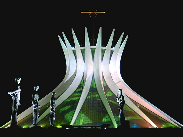 Cathedral of Brasilia in Brazil - Cathedral of Brasilia night view