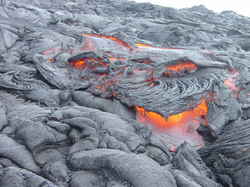 Volcanoes National Park in Hawaii, USA - Lava flow at Volcanoes National Park