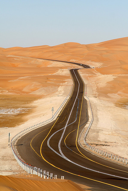The Rub Al Khali Desert - Impressive road in the desert