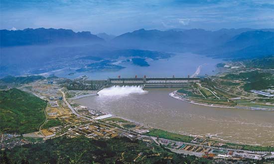 The Yangtze River and the Three Gorges Dam - Aerial view