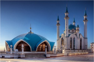 Kul Sharif Mosque in Kazan, Russia - Facade of the mosque